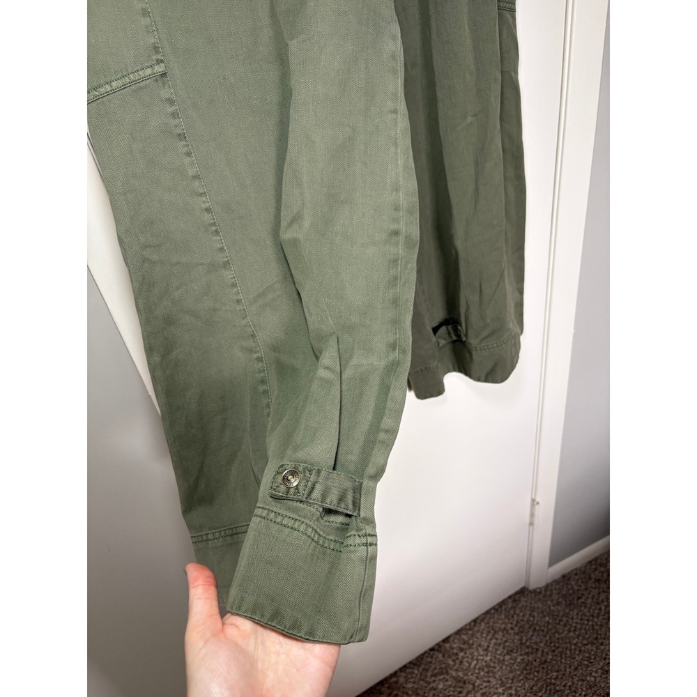 NEW Free People Sloane Belted Wide Leg Baggy Pants XS Green Herringbone Utility - Picture 7 of 10